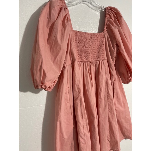 Abercrombie & Fitch Pink Emerson Poplin Puff Sleeve Babydoll Mini Dress Sz Sm - Picture 9 of 9